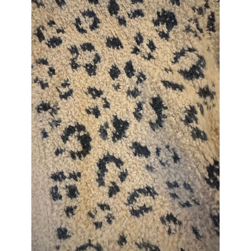 Cat & Jack Girls Leopard Print Fuzzy Cardigan Sweater Cream Black XL 14 NWT - Picture 3 of 7
